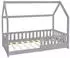 ML-Design Kinderhausbett mit Rausfallschutz und Lattenrost, Kiefer, 80x160cm, Hellgrau