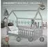 ML-Design Kinderhausbett mit Rausfallschutz und Lattenrost, Kiefer, 80x160cm, Hellgrau
