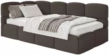 Selsey Cloudy Jugendbett 120x200cm Chenille Braun mit Bettkasten, Kopfteil links