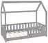ML-Design Hausbett mit Rausfallschutz und Dach, Kiefer, Hellgrau, 70x140cm