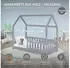 ML-Design Hausbett mit Rausfallschutz und Dach, Kiefer, Hellgrau, 70x140cm