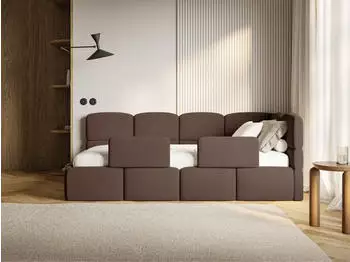 Selsey Cloudy Kinderbett 90x200 Rausfallschutz Samt Braun (Cloudy)