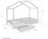 Homestyle4u Hausbett 90x200cm, Holz, Grau, mit Matratze und Bettkasten (2076)