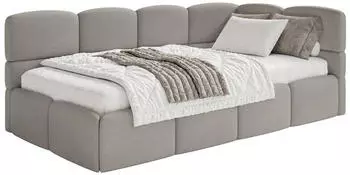 Selsey Cloudy Jugendbett 120x200cm Hellbraun Chenille mit Bettkasten und Lattenrost