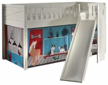 Vipack Scott Hochbett Kiefer massiv wei&szlig; 90x200cm mit Rutsch-/Leiterturm (4077711)