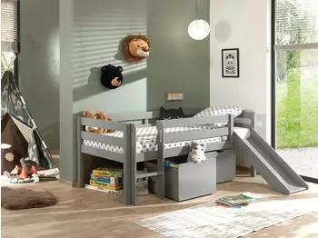 Vipack Pino Spielbett Kiefer massiv, Rolllattenrost, 2 Rollboxen, Rutsche (29884613-0)