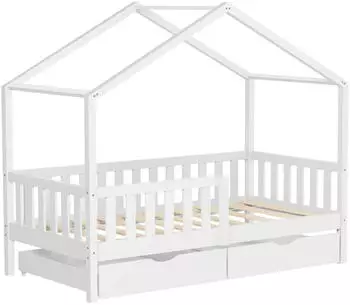 ML-Design Hausbett Kinderbett Kiefernholz 2 Schubk&auml;sten 80x160cm (490017628)