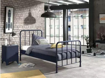 Vipack Bronxx Jugendbett Einzelbett 90x200cm pulverbeschichtet, blau (98631716)