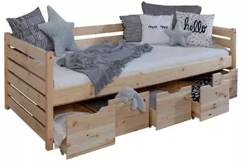 Mid.you Naomi Sofabett mit 5 Schubk&auml;sten, Kiefer massiv, 90x200cm