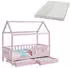 Juskys Marli Kinderhausbett 80x160cm mit Bettkasten, Matratze & Rausfallschutz, Rosa (Marli)