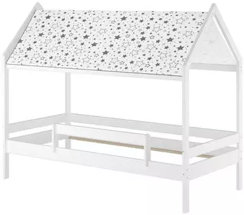 Erst-Holz Hausbett Himmelbett 90x200 Massivholz, wei&szlig; (60.58-09W)