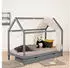 Homestyle4u Hausbett 90x200cm mit Matratze, Lattenrost & 2 Schubladen, Grau