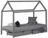 Homestyle4u Hausbett 90x200cm mit Matratze, Lattenrost & 2 Schubladen, Grau