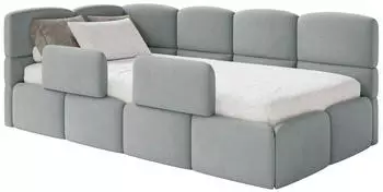 Selsey Cloudy Kinderbett 120x200cm Grau Velours mit Bettkasten und 2 Rausfallschutz (CLOUDY)