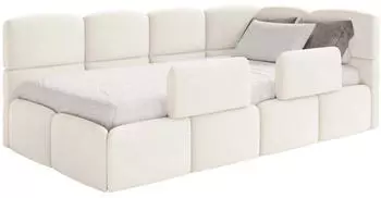 Selsey Cloudy Kinderbett 120x200cm Bettkasten Easy-Clean-Velours Creme (CLOUDY)