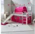 Homestyle4u Hochbett 90x200 mit Rutsche, Vorhang & Tunnel, Pink (1569)