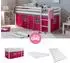 Homestyle4u Hochbett 90x200cm Kinderbett Kiefer Weiß/Pink mit Matratze (2580)