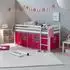 Homestyle4u Hochbett 90x200cm Kinderbett Kiefer Weiß/Pink mit Matratze (2580)