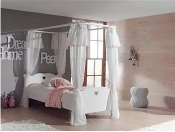 Vipack Amori Himmelbett mit Voile, 90x200cm, wei&szlig; (001315001903)
