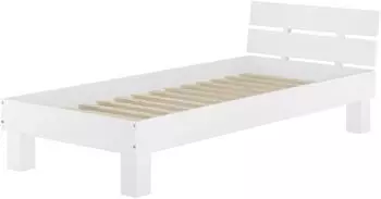 Erst-Holz Einzelbett Buche massiv 90x200, waschwei&szlig; (60.86-09W)