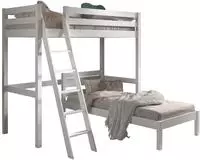 Vipack Hochbett "mit 2 Liegefl&auml;chen 90/200 Made in Europe, Kiefer massiv wei&szlig;