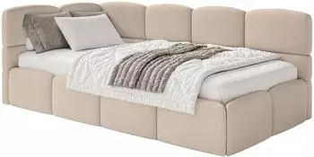 Selsey Cloudy Jugendbett 120x200cm, Chenille, beige, mit Bettkasten