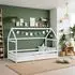 Homestyle4u Hausbett Kinderbett 90x200cm Weiß mit Rausfallschutz und Lattenrost (2385)