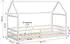 Homestyle4u Hausbett Kinderbett 90x200cm Weiß mit Rausfallschutz und Lattenrost (2385)