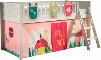 Vipack Scott Hochbett 90x200cm mit Leiter, Vorhang & Taschen