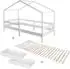 Roba Hausbett 90x200cm, weiß lackiertes Holz, Rausfallschutz & Schubladen (207012WE)