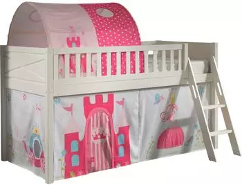 Vipack Scott Hochbett 90x200cm mit Vorhang und Tunnel, Prinzessin-Design