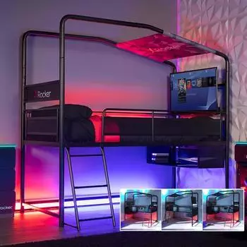 X Rocker Contra Mid-Sleeper Gaming-Hochbett, Metall, schwarz, 90x190cm (2022078)