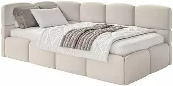 Selsey Cloudy Jugendbett 120x200cm Bettkasten Velours Hellbeige