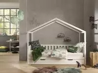 Vipack Hausbett "Dallas, mit Dachaufbau, Kiefer massiv, stabil gebaut" B/H/T ca.