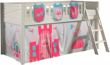 Vipack Scott Hochbett 90x200cm mit Leiter, Vorhang & Taschen, "Prinzessin"