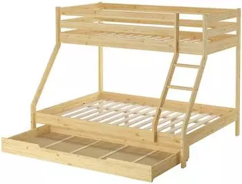 Erst-Holz Doppel-Etagenbett 140x200/90x200 Erwachsene, Kiefer Massivholz (60.19-09-14)