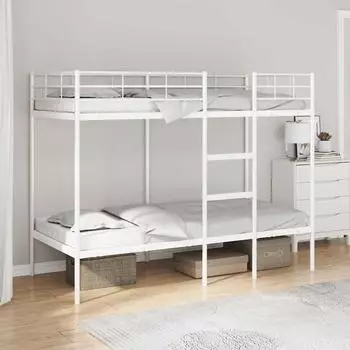 vidaXL Etagenbett Stahl Wei&szlig; 90x190cm (42000328)