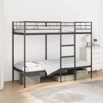 vidaXL Etagenbett ohne Matratze Stahl Schwarz 80x200cm (42000320)