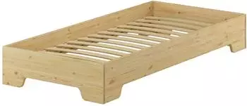 Erst-Holz Kinderbett / Jugendbett 80x190cm Massivholz Kiefer mit Rollrost (60.56-08-190)