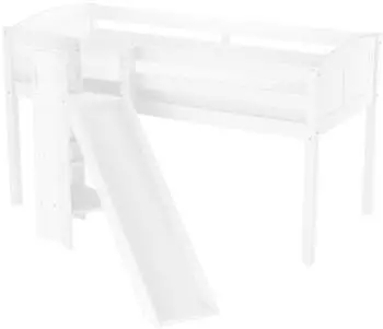 Erst-Holz Kinderspielbett mit Rutsche 90x200cm Kiefer wei&szlig; (V-60.21W-09)