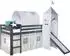 Homestyle4u Kinderhochbett 90x200cm mit Rutsche, Turm und Vorhang, grau