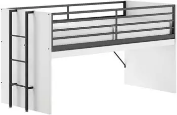 Vipack Sam Hochbett mit ausziehbarem Schreibtisch, 90x200cm, wei&szlig; (SAHS8514)