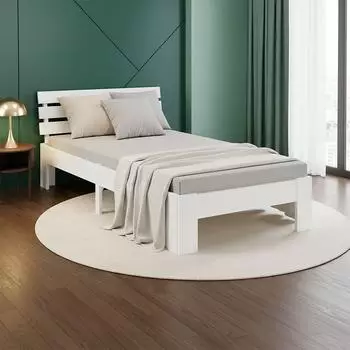 Homestyle4u Einzelbett 90x200 mit Lattenrost, Kiefer massiv, wei&szlig; (2190)