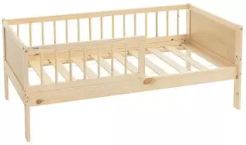 ML-Design Kinderbett 70x140cm mit Lattenrost & Rausfallschutz, Kiefer Natur