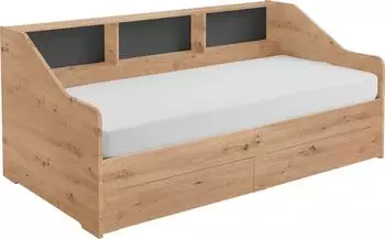 Relita Rene Stauraumbett ausziehbar 90x200/180x200cm, 2 Schubladen, Eiche Artisan