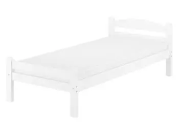 Erst-Holz Einzelbett Buche massiv, wei&szlig;, 90x200cm (V-60.45-09W)