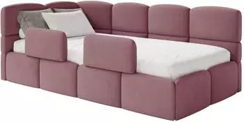 Selsey Cloudy Kinderbett 120x200cm, Velours, rosa, mit Bettkasten und 2x Rausfallschutz