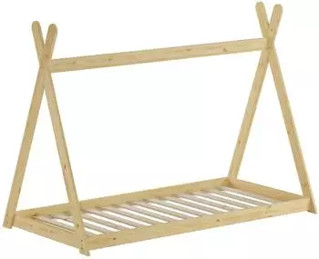 Erst-Holz Tipi-Kinderbett Niedrig 90x200 Kiefer natur lackiert (V-60.27-09)