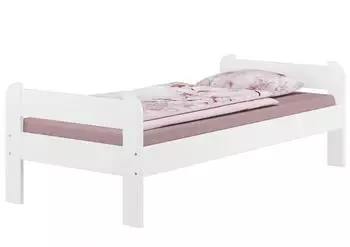 Erst-Holz Einzelbett 90x200 Kiefer Echtholz, waschwei&szlig; (V-60.39-09)