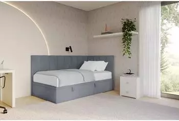ALTDECOR LOVY Jugendbett Polsterbett mit Bettkasten 100x200cm Grau (800001608865)